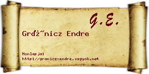 Gránicz Endre névjegykártya