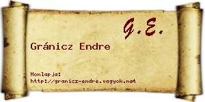 Gránicz Endre névjegykártya